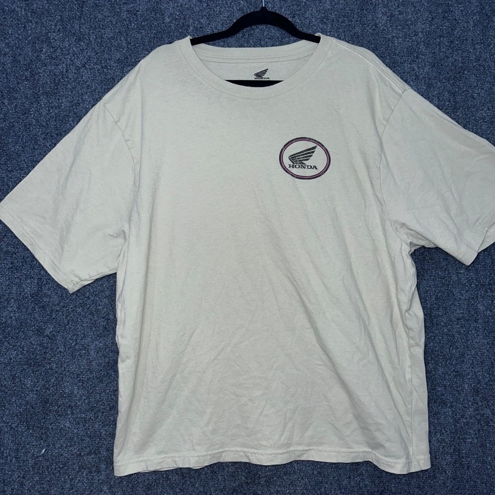 Honda Racing Powersport Graphic T-Shirt Mens XXL Tan Pink Sportbike Motorcycle